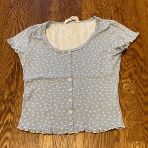 Blue flower ruffled Tee